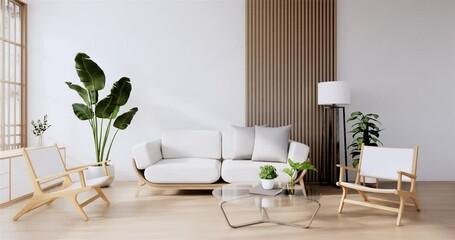 Wall Mural - Sofa furniture and mockup modern room design minimal.3D rendering