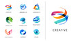 © Marina Zlochin - Logo set, creative, technology, biotechnology, tech icons concept design. Colorful abstract logos of creativity, community, ideas and support