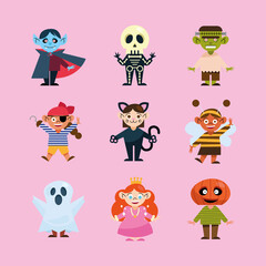 Sticker - kids collection with halloween costumes