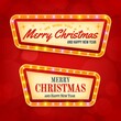 Merry Christmas and Happy New Year. Vintage marquee sign with illuminated frame. Design element for holiday banner, poster or greeting card.