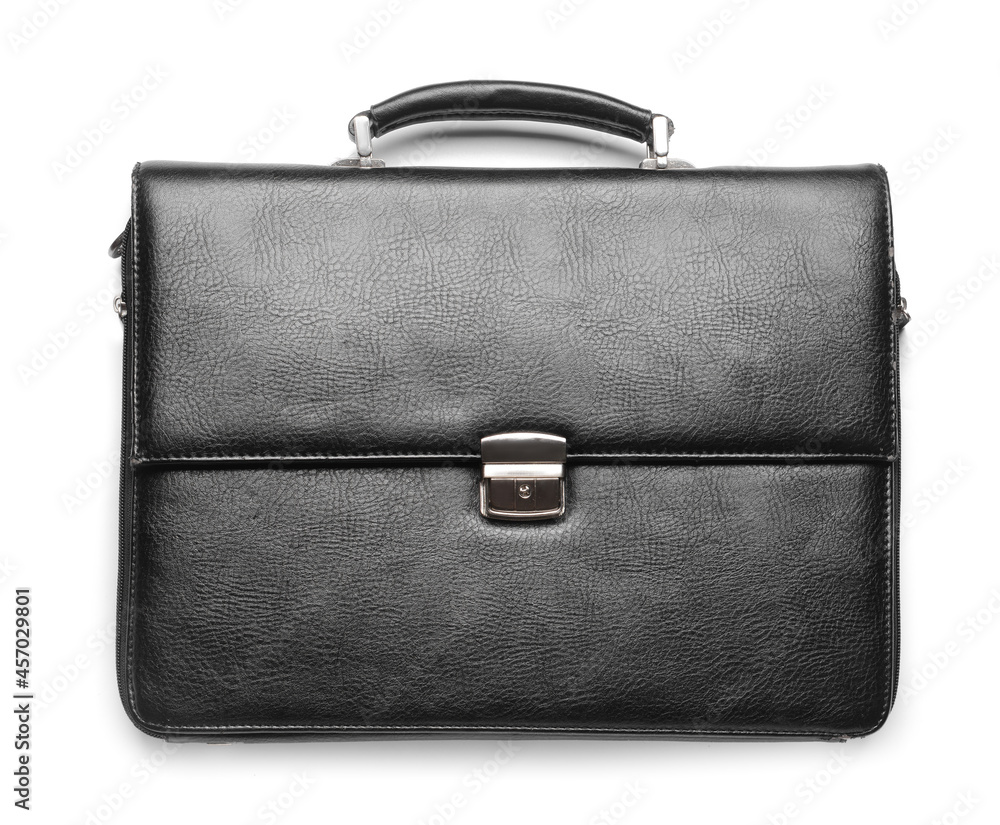 Male leather briefcase on white background
