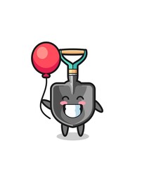 shovel mascot illustration is playing balloon