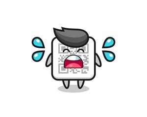 Sticker - qr code cartoon illustration with crying gesture