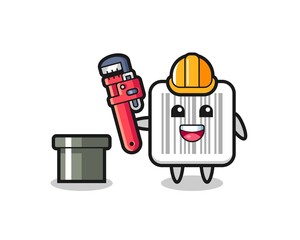 Sticker - Character Illustration of barcode as a plumber