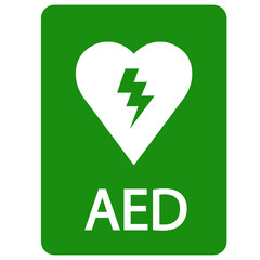 Canvas Print - AED,automated external defibrillator / aed sign with heart and electricity symbol flat vector icon	
