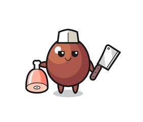 Poster - Illustration of chocolate egg character as a butcher