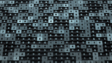 Machine hexadecimal code 3D render