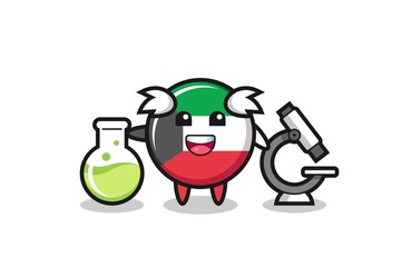 Sticker - Mascot character of kuwait flag badge as a scientist