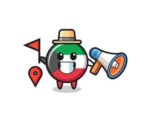 Wall Mural - Character cartoon of kuwait flag badge as a tour guide