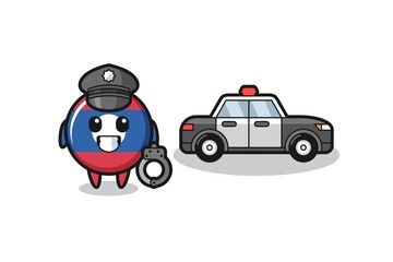 Sticker - Cartoon mascot of laos flag badge as a police