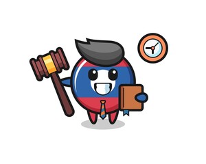 Sticker - Mascot cartoon of laos flag badge as a judge