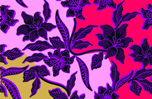 Indonesian Batik Motifs With Flora And Fauna Patterns That Are Very Distinctive And Exclusive. Vector EPS 10