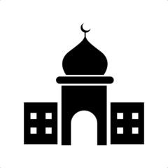 Wall Mural - Mosque with glyph icon vector illustration logo for many purpose. Isolated on white background. – Vector