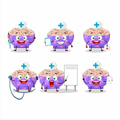 Wall Mural - Doctor profession emoticon with rose matta rice cartoon character