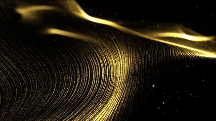 Poster - Digital gold abstract luxurious sparkling de-focus wave particles flow background