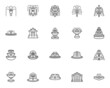 Water fountain line icons set
