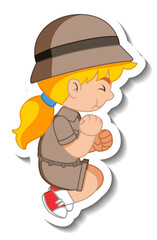 Poster - Little girl scout cartoon character sticker