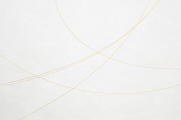 White washi paper texture with elegant gold leaf thread pattern. Abstract graceful Japanese style background.