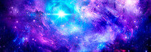 Cosmic Background With A Purple Nebula And A Bright Star