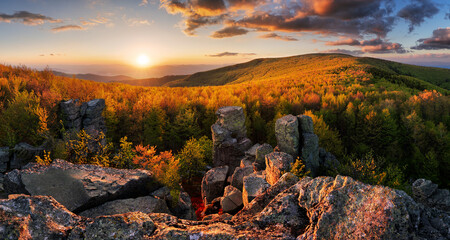 Wall Mural - great panoramic view of the mountains. the hills glowing in the sunlight.