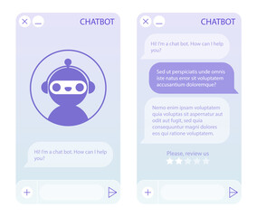 Wall Mural - chat bot window with start page. user interface of application with online dialogue. conversation wi