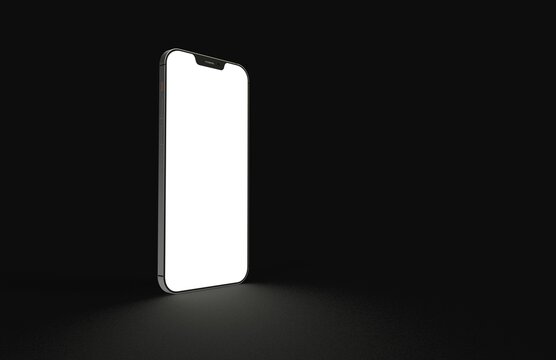 Smartphone frameless blank screen mockup template black background