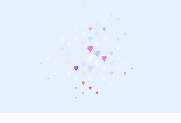 Wall Mural - light blue, red vector background with hearts.