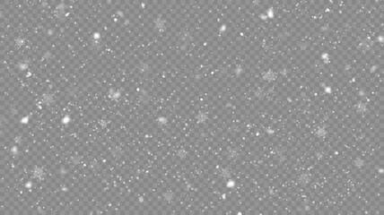 Aufkleber - Vector snowfall isolated. Winter background. Snow overlay illustration. Snowflakes and ice.