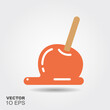 Candy apple. Flat silhouette icon with shadow