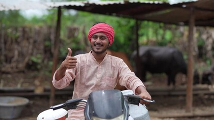 Sticker - Rural scene : Indian milkman distribute milk on bike