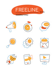 Marketing - modern colorful line design style icons