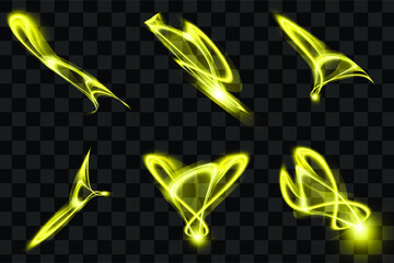 Set of yellow abstract object with shiny glow effect isolated eps vector collection. can use for poster, business banner, flyer, advertisement, brochure, catalog, web, site, website graphic resources