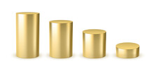 3d Gold Cylinder Design Scene Stage Template. Golden Cylinder Steel Metal Pipe