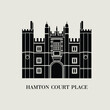 Silhouette flat vector illustration of a historic building in London, Simple outline icon design cartoon landmark for vacation travel trip tourist attractions. Hamton Court Place, London England.
