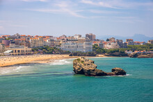 Bay Of Biarritz On A Summer Day With A View On The Main Beach