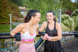© luisrojasstock - Young caucasian women laughing while practicing sport