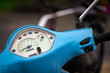 Blue Scooter handlebars with speedometer and fuel gauge