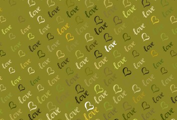 Wall Mural - light green, yellow vector pattern with colorful hearts.