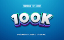 100k Subscriber 3d Editable Text Effect Style
