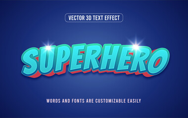 Wall Mural - Blue action superhero comic style editable text effect