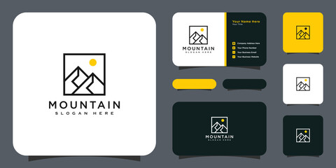 Wall Mural - mountain logo vector design line style and business card