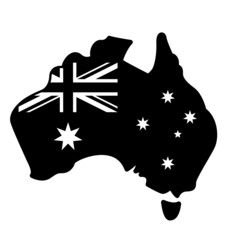 australia simplified flag map black and white