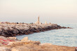 San Benedetto Del Tronto, Italy - April,13,2018 - A Rocky Pier At The Harbour