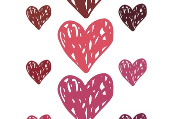 Wall Mural - light pink, red vector pattern with colorful hearts.