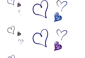 Wall Mural - light pink, blue vector backdrop with sweet hearts.