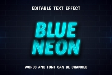Blue neon text effect editable