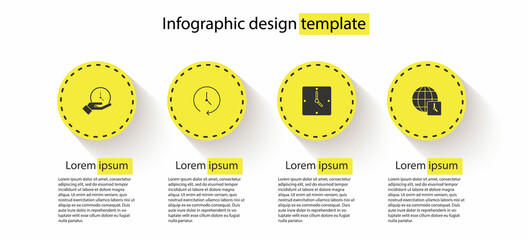 Set Clock, , and World time. Business infographic template. Vector