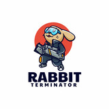 Fototapeta Młodzieżowe - Vector Logo Illustration Rabbit Mascot Cartoon Style.