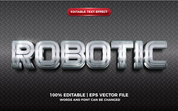 robotic metallic silver glossy 3d editable text effect