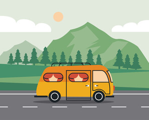 Poster - recreational vehicle in the road